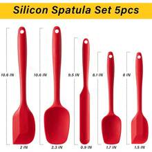 New Silicone Spatula Set, 5 Piece  Rubber Spatulas For Baking, Cooking, And Mixing High Heat Ristant Non Stick Dishwasher Safe - (RED) - Red - View 2
