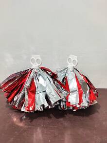 2pcs Cheerleading Pom Poms, Dance Pom Poms For Square Dance, School Sports Competitions, Rallying Exercises And Performances - Multicolor - View 15