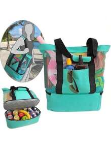 Nova Bolsa de Praia, Bolsa de Viagem e Piquenique ao Ar Livre, Bolsa de Praia Térmica e Preservante de Gelo, Bolsa de Praia de Tela Criativa Multifuncional com Bolsa de Gelo, Essencial para Viagens de Verão