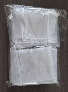 50pcs Transparent Chiffon Gift Bags, Premium Polyester Drawstring Pouches For Wedding Favors, Jewelry, Party Supplies And Soap Packaging