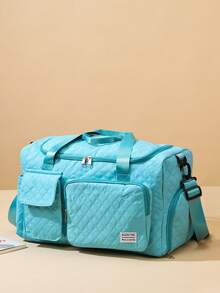 1 件新款女士花朵形状绗缝旅行包休闲手提包单肩包斜挎包健身包行李包过夜包多功能多口袋带鞋袋干湿分离便携式大容量休闲包旅行度假返校商务纯色牛津布经典优雅收纳包学生男女旅行配件学校包学校配件学校用品