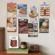 10 Retro Food Wall Stickers, Bedroom Corner Atmosphere, Beautiful Decoration, Poster, Card, Photo Props
