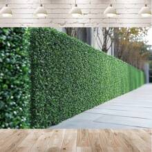 1pc 2D Artificial Greenery Hedge Backdrop With Trees & Concrete Pathway Backdrop Cloth - Realistic Fabric For Birthday Parties, Outdoor Celebrations, Festivals - No Electricity Needed, Easy Setup, Party Decoration, Natural Appearance, Decoration,2D Flat,Notmulti-Layer Or Real Model