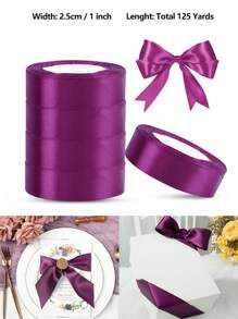 125 Yards/1 Inch Single-Sided 31-Color Solid Color Satin Ribbon Set, 125 Yards/1 Inch Wide Per Roll, Various Ribbons Suitable For Gift Wrapping, Christmas, Weddings, Parties, Flower Decorations