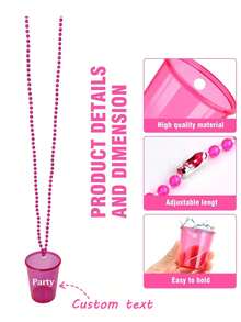 6 Pcs Shot Glass On Beaded Necklaces Plastic Shot Shot Necklace Cups Party Necklaces Shot Glass For Birthday Wedding Christmas Party Supplies, 6 Colors, Back To School - Multicolor - View 5