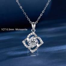 One Piece S925 Sterling Silver 18K Gold Plated Clover Shape Pendant With 1CT D-Color Moissanite Diamond Collarbone Chain Light Luxury Necklace Jewelry Birthday Gift For Wife, Anniversary Present For Wife, Women, Jewelry Gifts For Girlfriend, Mom