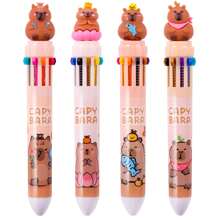 2pcs/Set Random Colors Cute Capybara Animal Ten-Color Ballpoint Pen Handbook Pen Marker Pen School Supplies Office Stationery School Supplies, Back To School