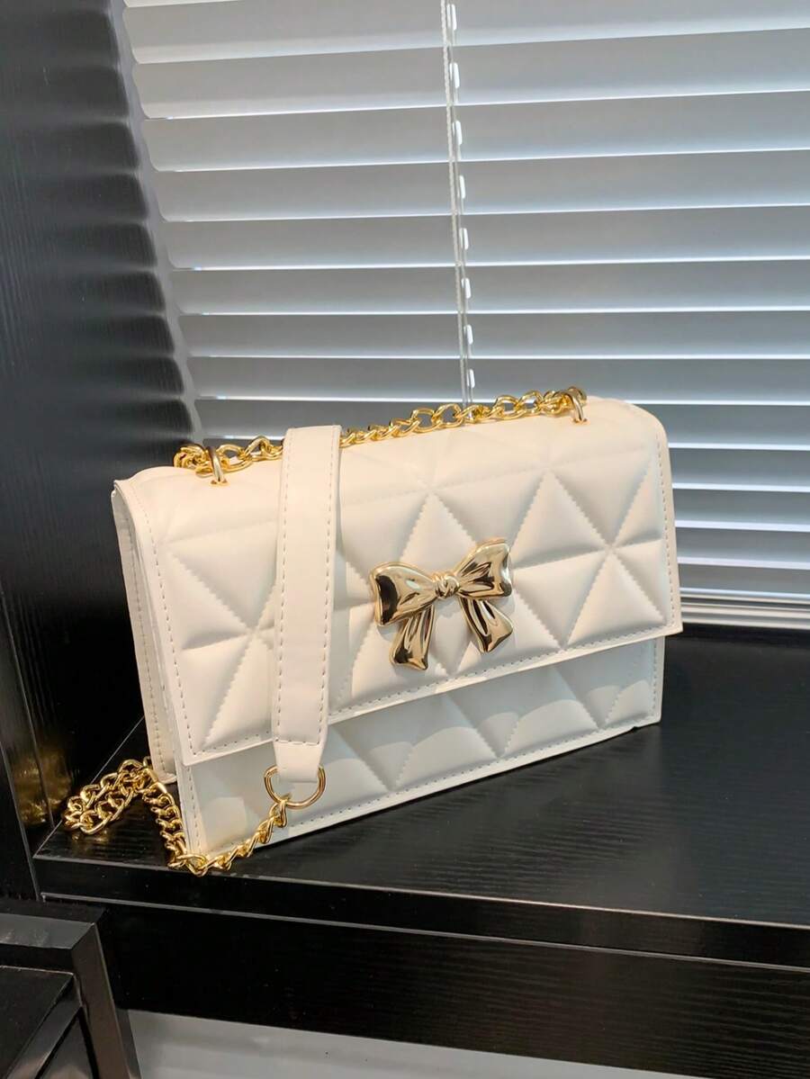 Multi-Wear Textured Chain Strap Crossbody Bag - White - View 1