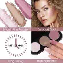 FOCALLURE Blush And Highlighter Palette,3 In 1 Contour Palette,Cruelty-Free Matte Bronzer Powder,Shimmer Illuminator Highlighters For A Glowing Look,#09 - #08 - View 3