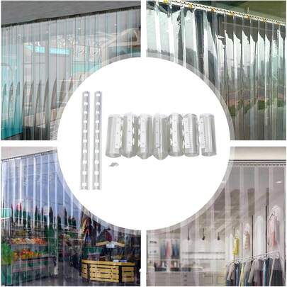 HYYKJ-US 7pcs PVC Curtain Door Strip, Hanging Freezer Room Door Curtain, Plastic Soft, Blocks Wind, Heat, Noise, Dust, 15 X 200cm, For Factories, Supermarkets, Warehouses