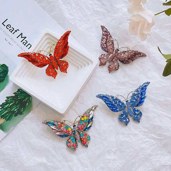 1 Peça Broche de Luxo Retrô de Borboleta com Strass