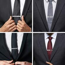 1 pieza Pinza de corbata formal plateada para hombre, barra de corbata de moda adecuada para corbata regular, corbata de boda, corbata de negocios, accesorio de moda para hombre - Plateado - Ver 4