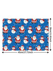 1/2/4/6/8 piezas Manteles individuales con estampado digital, serie navideña con estampado de muñeco de nieve y Papá Noel, adecuados para uso diario, festivales, fiestas, cumpleaños, bodas, cenas, decoración del hogar para la cocina y el comedor - Multicolor - Ver 5