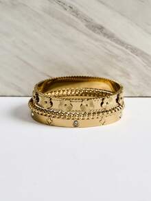 1件装 时尚18K镀金不锈钢花朵手镯，女士适用，派对及婚礼珠宝礼物，情人节、圣诞节、冬季圣诞礼物 - 彩色 - 查看 3