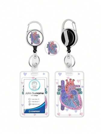 Porte-badge avec enrouleur rétractable, étiquette d'identité en forme de cœur, badge pour le travail, clip de protection de carte verticale de haute qualité pour le travail, le bureau, les infirmières, les étudiants, les enseignants, les femmes et les hommes. Idéal pour la Saint-Valentin, les mariages, les anniversaires, les fournitures scolaires, la rentrée scolaire.