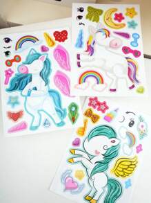 6pcs Make Your Own Unicorn Stickers,Party Favors - DIY Gifts For Girls,Mini Unicorn,Sticker Girls,Party Favor For Girls,Girls Wall Stickers,Girls Nails,Stickers Girl