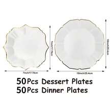 40PCS/100PCS White Paper Plates - White Disposable Plates For Party/Wedding - Include 10inch White Dinner Plates And 7inch White Dessert/Salad Plates For All Party Tableware - White - View 8