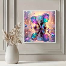 1 Stück farbenfroher Elefantenmuster 5D Acryl-Diamant-Malset, 30*30cm oder 40*40cm, geeignet für erwachsene Anfänger DIY Mosaik-Diamantkunst, Vollbohrung Handwerkskunst, Dekoration für Wohnzimmer, Schlafzimmer, Büro, Überraschungsgeschenk für Familie und Freunde, ohne Rahmen