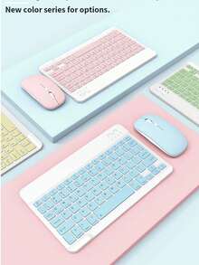 Portable Mini Wireless Keyboard And Mouse Combination, Ultra-Thin Design, Rechargeable Lithium Polymer Battery, 550mAh, Compatible With Laptops, Desktops, PCS, Tablets, Ipads, Android, MacBooks, Optical Motion Detection, Silent Click, Type-C Charging, Does Not Support Fast Charging - Multicolor - View 1