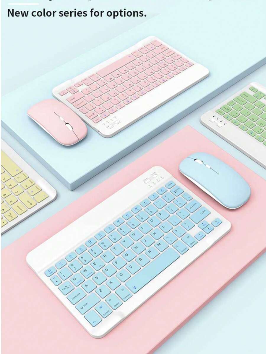 Portable Mini Wireless Keyboard And Mouse Combination, Ultra-Thin Design, Rechargeable Lithium Polymer Battery, 550mAh, Compatible With Laptops, Desktops, PCS, Tablets, Ipads, Android, MacBooks, Optical Motion Detection, Silent Click, Type-C Charging, Does Not Support Fast Charging - Multicolor - View 1