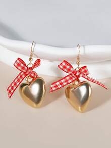 1 对可爱草莓蛋糕设计耳环甜美蝴蝶结装饰新品适合女士/女孩情人节、妈妈、母亲、母亲节、礼物