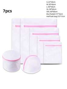 3 件/7 件耐用蜂窝网洗衣袋，旅行收纳整理袋，适用于洗衣服、衬衫、胸罩、袜子、长袜、内衣（细网粉色拉链） - 粉紅色拉鍊細網 - 查看 17