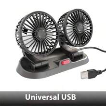 Ventilateur de voiture, ventilateur électrique de véhicule à rotation à 360 degrés avec vitesse de vent réglable, mini ventilateur portable avec support, comprenant un support de plaque de stationnement