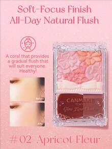 Canmake Glow Fleur Cheeks#(02 Apricot Fleur) 持久不褪色高显色轻盈持久顺滑腮红圣诞节冬季粉色棕色礼物腮红毕业生日假期夏季秋季 Y2K 时尚女性化妆化妆品派对海滩旅行露营户外学校校园旅行节日装饰礼物角色扮演最佳色彩魅力氛围 - 02 Apricot Fleur - 查看 1