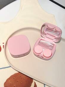 1pc Classic Retro Solid Color Portable Leakproof Contact Lens Box Kit With Mirror&Remover Tool, Contact Lens Container Soak Storage Kit For Travel&Home Eye Contacts Contact Lenses For Eyes Colored Contacts Halloween