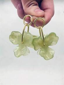 1 对紫色亚克力花瓣吊坠耳环，复古时尚个性化欧美风格耳环首饰，适合女士和女孩派对婚礼周年纪念 - 紫色 - 查看 1