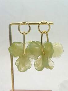 1 对紫色亚克力花瓣吊坠耳环，复古时尚个性化欧美风格耳环首饰，适合女士和女孩派对婚礼周年纪念 - 紫色 - 查看 8