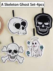 1pc Creative Skull & Ghost Design Hand Towel, Hanging Decorative Hand Towel For Kitchen, Bathroom, Room, Absorbent & Easy To Clean, Personalized Towel Back To School Dish Cloths Kitchen Towel - Multicolor - View 7