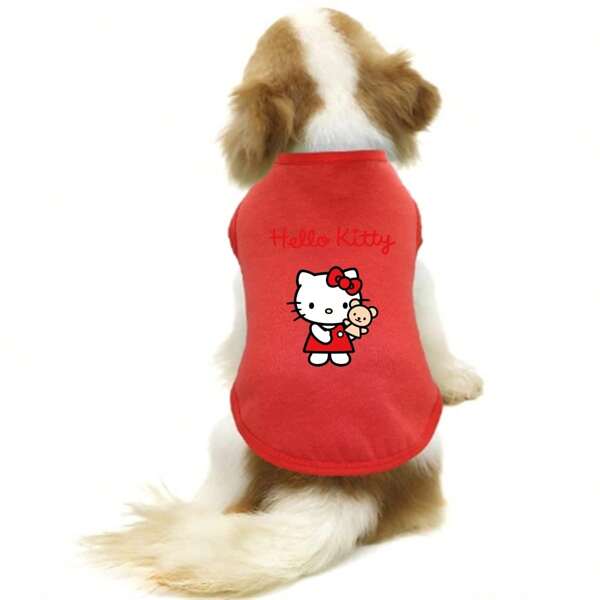 Sanrio 1pc Dog Vest, Pet Sleeveless T-Shirt, Pet Thin Design, Comfortable Sanrio Small And Medium-Sized Dog Outdoor Dog Clothing