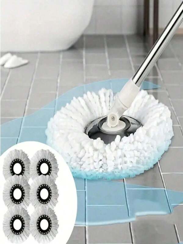 1/3/5/6/8/10pcs Swivel Mop Replacement Heads - Featuring Microfiber Strands And Washable, Compatible With Round Hurricane Spin Mop, Standard Circular Cleaning Refills, Easy Replacement, Housework Essential For Smooth, Mirror-Like Floor Cleaning, Degreasing & Dust Removal