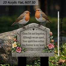 2D Flat, 1pc Classic 2D Flat Memorial Garden Stake - Durable Plastic Grave Decoration With Heart & Floral Design, No Electricity Needed For Memorial Gardens, Gravesites, Lawns, Memorial Day Decor, Lawn Decor, Peaceful Cemeteries, Weather-Resistant, 2D Flat - Multicolor - View 6