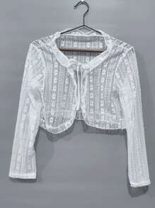1pc Summer Women Sunscreen Cardigan Ruffle Design Sunscreen Clothing Slim Korean Style Long Sleeve Short Coat