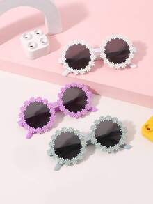 3 件装女孩 6-12 岁糖果色波西米亚可爱花朵框时尚眼镜适合度假出游和日常服装搭配 - 彩色 - 查看 11