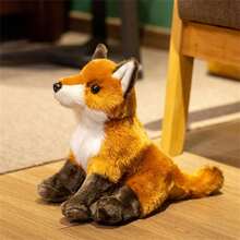 25厘米/9.84英寸逼真红狐狸毛绒玩具 - 博物馆品质坐姿狐狸毛绒玩具，手绘细节 | 栩栩如生的野生动物装饰和教育礼物，适合自然爱好者、特殊房间装饰、儿童生日礼物、节日礼物、派对礼物 - 棕白色 - 查看 3