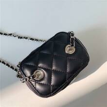 Bolso de hombro coreano de estilo nicho para mujer con cadena de diamantes, bolso de pintalabios de alta gama, minibolso de moda. Bolso cuadrado acolchado pequeño para mujer, bolso de hombro de diseñador con correa de cadena metálica, bolsos de mujer, bolso elegante de verano.bolsos verano mujer