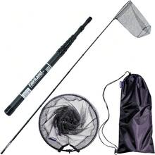Red de pesca de mango largo Maykay con pértiga de carbono extensible y aro metálico plegable, red de aterrizaje de goma telescópica de hasta 11 pies - 3,45 m/11 pies - Ver 1