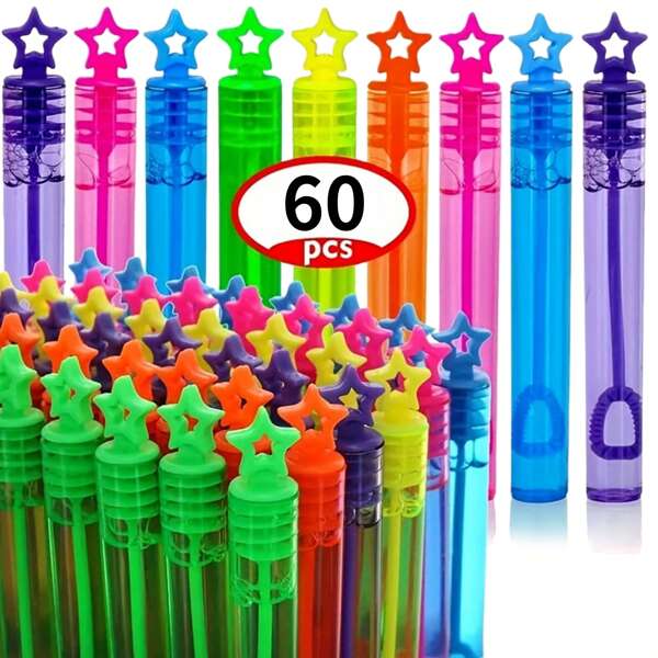 24/48/60 unidades Varitas de burbujas lindas, botellas de burbujas vacías para decoraciones de fiesta al aire libre, suministros para fiestas, regalos de cumpleaños, decoración linda, recuerdos de boda, sin líquido incluido, adecuado para piscina de verano, fiesta de cumpleaños, fiesta al aire libre, feriado nacional, Navidad, Halloween, temporada de regreso a clases