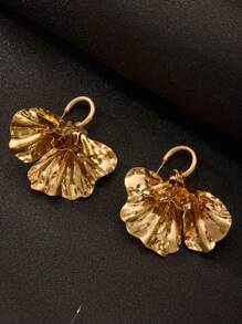 Boucles d'oreilles ZAA en feuille de ginkgo, boucles d'oreilles en forme d'éventail en feuille de ginkgo doré rétro, de tempérament de niche, polyvalentes, élégantes et raffinées en tant qu'accessoires d'oreille