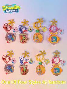 Nickelodeon 1PC SpongeBob SquarePants Officially Licensed SpongeBob SquarePants Keychain Blind Box Surprise Box DIY Cartoon Shaker Series Bags Mobile Phone Purse Key Fashion Accessories Cartoon Cute Style Decoration Collectibles Random One Christmas Party Gifts