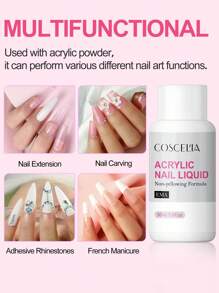 coscelia 4PCS Acrylic Nail Kit-8G Acrylic Powder & 30ML Acylic Nail Liquid No Needed Nail Lamp, 8G Pink White Clear Acrylic Powder Long Lasting For Acrylic Extension Or Acrylic Carving For Women DIY Acrylic Nails