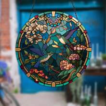 2d Flat, Hummingbird Sun Catcher - Acrylic Stained Glass Effect Hanging Decor With , Indoor_outdoor Holiday & Home Decor, No Electricity Needed, Outdoor Decoration, Intricate Feather Details, Bedroom, Living Room, Outdoor Decor, Indoor Outdoor Decor