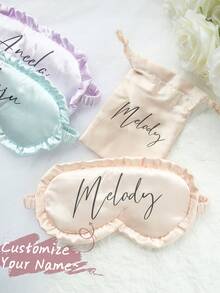 2 buah Masker Tidur Tepi Bergelombang dengan Nama Kustom dan Tas Penyimpanan, Masker Mata Tidur Lembut Satin dengan Kombinasi Huruf yang Dipersonalisasi, Suvenir Pesta Pernikahan, Set Masker Tidur Tepi Bergelombang Mirip Satin Mengkilap, Hadiah Terbaik untuk Pengiring Pengantin, Hadiah Pesta Pernikahan untuk Wanita - MultiWarna - View 2