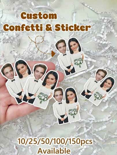 Bride And Groom Photo Confetti, Bachelorette, Bachelor, Engagement, Wedding, Bridal Shower, Party Confetti, Bride, Groom, Wedding Confetti,Personalized Gift,Custom Photo Prints , Multiple Sizes/Shapes | Perfect Party Favors