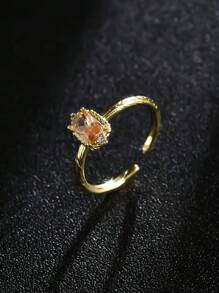 1 pieza Anillo de joyería de estilo vintage, de corte brillante de zirconia cúbica rectangluar de alta calidad y de lujo, con diseño único y minimalista, accesorio de regalo, piedra de nacimiento de diciembre