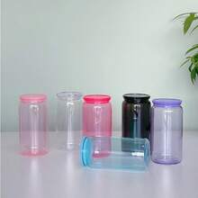 50 paquetes de 16oz Vasos de gelatina de PC de colores con tapas y pajitas, vasos de plástico acrílico transparentes de colores de 16oz con tapas de colores, perfectos para eventos al aire libre, adecuados para bebidas, café, jugo, fácil de llevar - Mezcla de 6 colores - Ver 3
