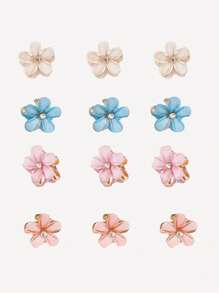 8/12pcs Delicate Flower Mini Small Hair Clips, Sweet Side Bangs Hair Clips Hairpins Hair Accessories